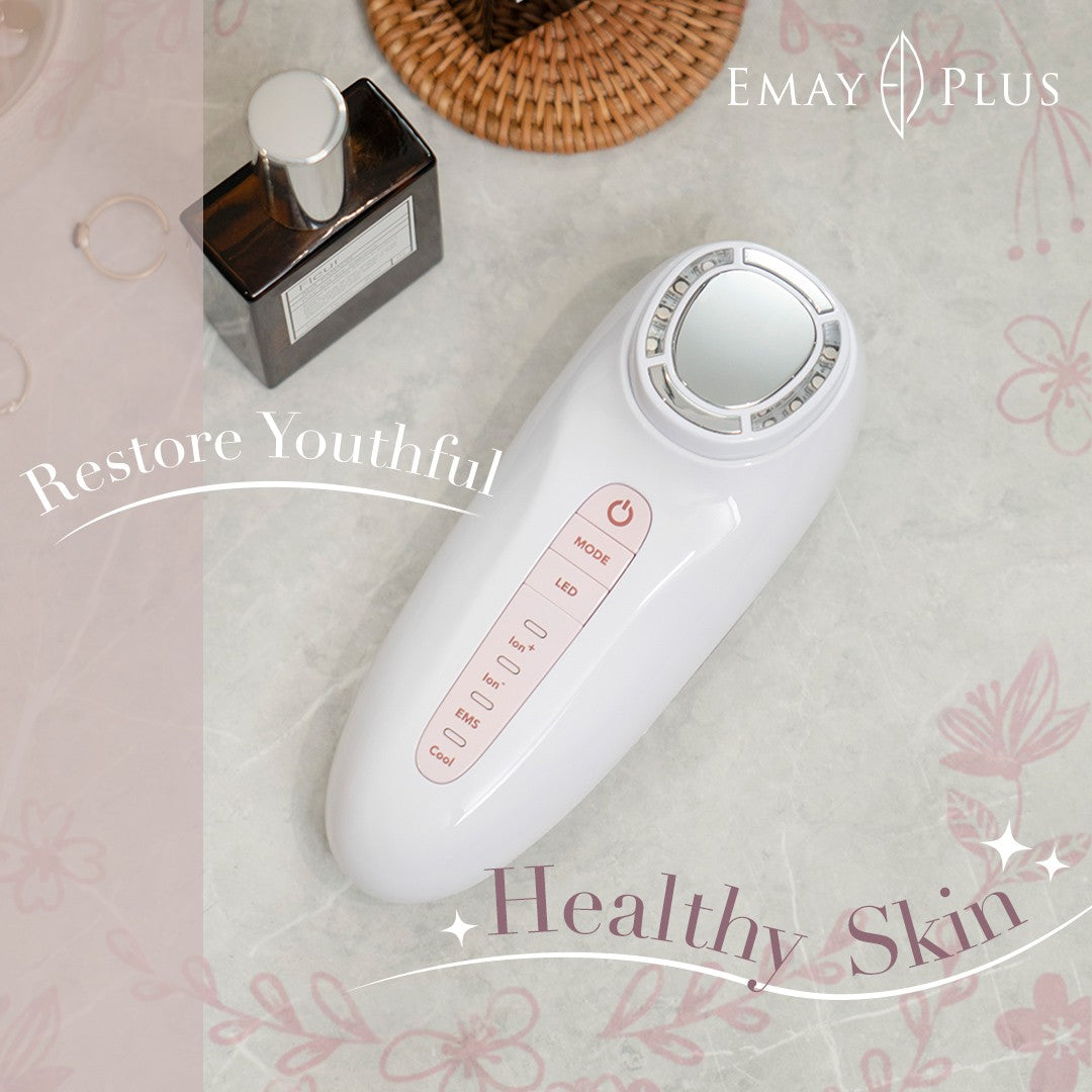 EMAY PLUS Hot & Cold Ionic Facial Massager – Deep Cleansing, LED Therapy & Skin Tightening