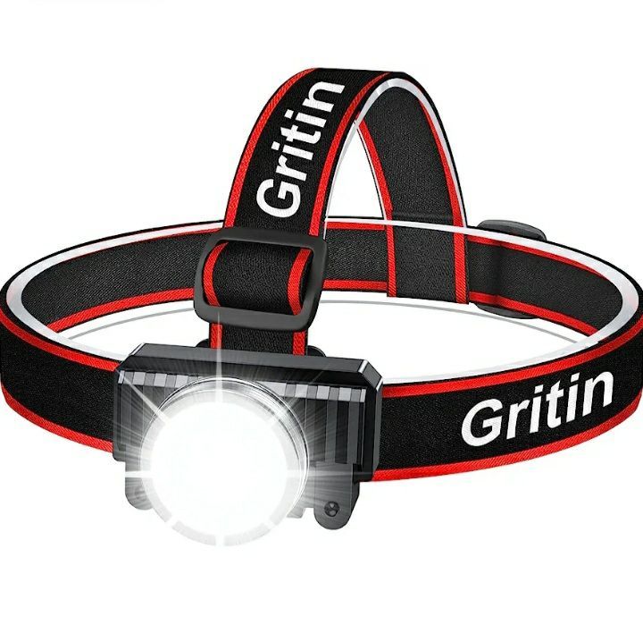 Gritin Rechargeable Head Torch – 2000L Super Bright LED Headlamp with Motion Sensor & 4 Light Modes