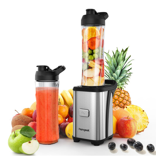 Homgeek Personal Mini Blender – 300W Smoothie Maker with 600ml Portable Bottle