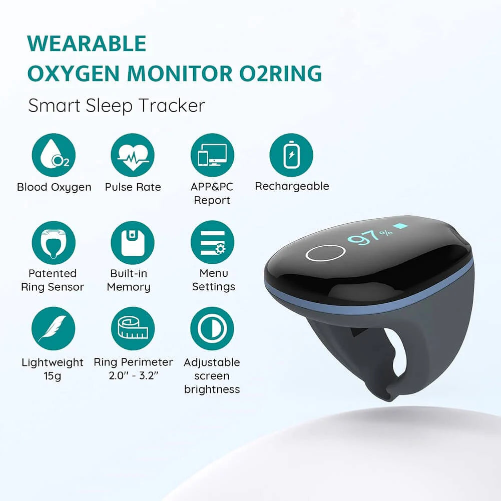 Wellue O2Ring Oxygen Monitor – Smart Pulse Oximeter with Vibration Alerts & Free App Reports