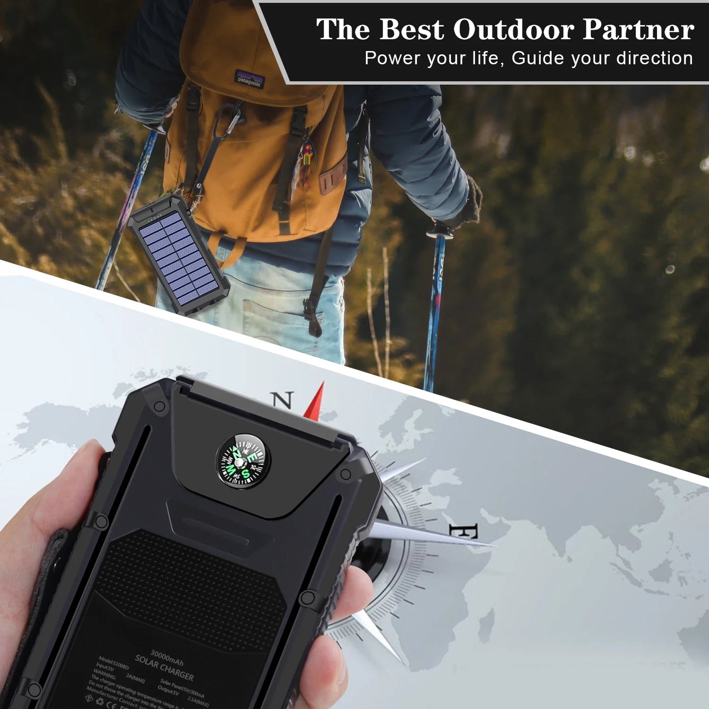 36800mAh Solar Power Bank – Fast Charging, Waterproof & Built for Adventure